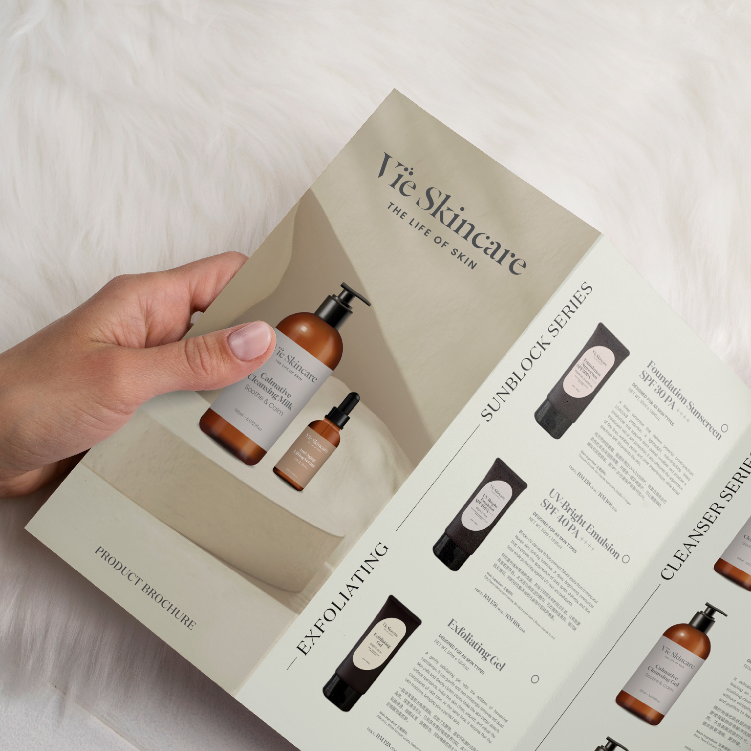 Vie Skincare brand materials and product packaging