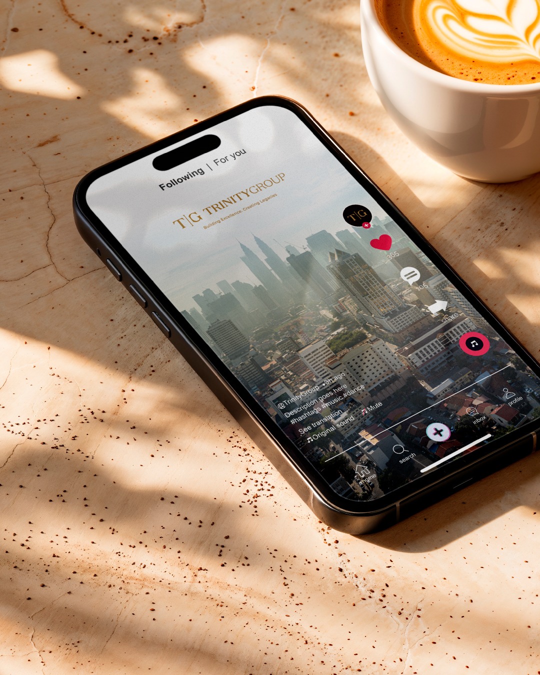 Trinity Group mobile digital design displayed on a phone